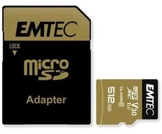 Atminties kortelė Karta Emtec Speedin Pro Micro SDXC 512 GB 10 klasės UHS-I/U3 A2 V30 (ECMSDM512GXC10SP)