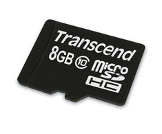 Atminties kortelė TRANSCEND 8GB micro SDHC kortelė, 10 klasė (be dėžutės / adapterio)