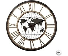 Atmosphera WORLD Sieninis laikrodis su pasaulio žemėlapiu ir romėniškais skaitmenimis, tylus mechanizmas, Ø 67 cm