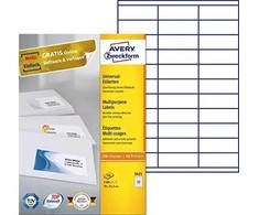 Lipnios etiketės Avery Zweckform. A4. 70x25.4mm. 33 etiketės lape. 100 lapų. baltos spalvos