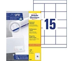 Lipnios etiketės Avery Zweckform, A4, 70x50,8mm, 15 etikečių lape, 100 lapų, baltos spalvos
