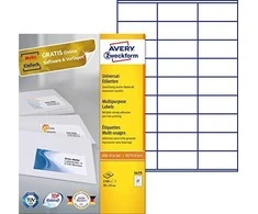 Lipnios etiketės Avery Zweckform, A4, 70x32mm, 27 etiketės lape, 100 lapų, baltos spalvos
