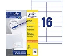 Lipnios etiketės Avery Zweckform, A4, 105x33,8mm, 16 etikečių lape, 100 lapų, baltos spalvos