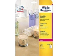 Avery Zweckform skaidrios krištolinės produktų etiketės 63,5 x 38,1 mm (L7782-25)
