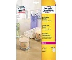 Avery Zweckform Skaidrios Crystal Clear Ø 40 mm gaminių etiketės (L7780- 25)