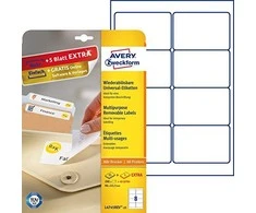 Avery Zweckform universalios nuimamos etiketės, 96 x 63,5 mm (L4745REV-25)