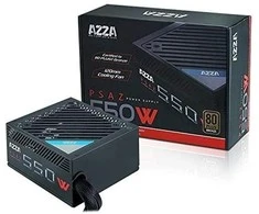 AZZA PSU 550W ATX 80+ bronzos sertifikatas, tylus 120 mm ventiliatorius, 1 x 20+4 kontaktų, 1 x 4+4 kontaktų 12V, 1 x 4 kontaktų diskelis, 2 x 4 kontaktų Molex, 5 x Sata, 2 x 6+2 kontaktų PCI-5, WPS