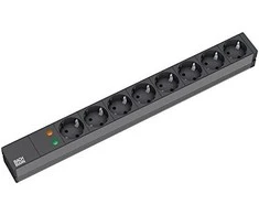 Bachmann 19" lizdo juosta ALU 1U ÜSS, 8 krypčių, juoda 2,0 m, be jungiklio