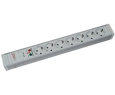 Bachmann 19" lizdo juostelė PVC 1,5U ÜSS, 7 krypčių, pilka 2,0 m, be jungiklio