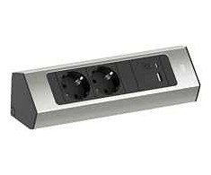 Bachmann BACHMANN CASIA 2 2xCEE7/3 1xUSB A/C 22W 2,0m AEH, nerūdijančio plieno išvaizda
