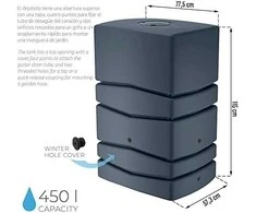 Prosperplast PROSPERPLAST lietaus vandens bakas AQUA TOWER 450L antracito spalvos