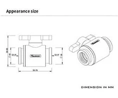Barrow Ball Valve (10mm) G1/4 inch ball valve, juodas – juodas