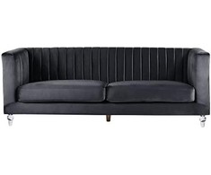 Beliani Trijų vietų sofa ARVIKA aksominė juoda