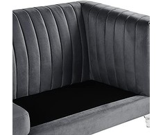 Beliani Trivietė sofa ARVIKA aksominė tamsiai pilka