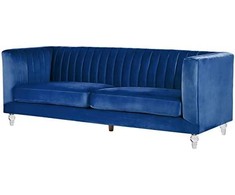 Beliani Trivietė sofa ARVIKA aksominė tamsiai mėlyna