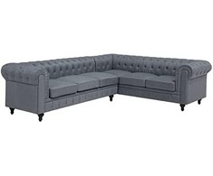 Beliani 6 vietų kampinė sofa CHESTERFIELD, pilka, kairinė