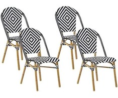 Beliani Rinkinys 4 Sodo kėdės Juoda Balta Design RIFREDDO