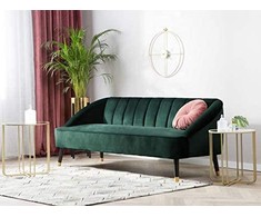 Beliani Trijų vietų sofa ALSVAG, smaragdo spalvos veliūras