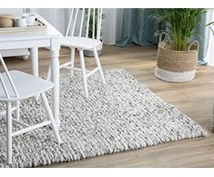 Beliani kilimas, pagamintas iš veltinio kamuoliukų 160 x 230 cm šviesiai pilkos AMDO