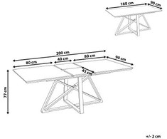 Beliani Išskleidžiamas valgomojo stalas MAXIMUS baltas marmuras 160/200 cm 90 cm