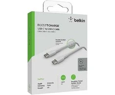 BELKIN BRAIDED USB-C TO USB-C CABLE,1M, Baltas