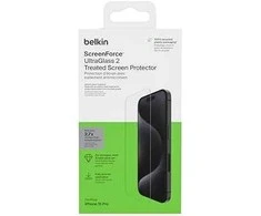„Belkin ScreenForce UltraGlass“ su „iPhone 15 Pro“.