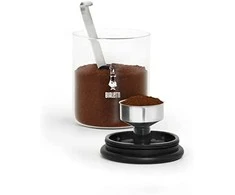 Waste-preventing glass coffee jar Bialetti