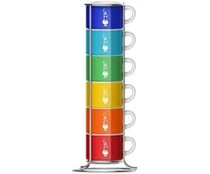 Bialetti Color - 4 espreso puodelių rinkinys su stovu - Daugiaspalvis