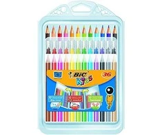 Bic Kid Couler flomasteriai, PlastiDecor kreidelės ir Evolution spalvoti pieštukai