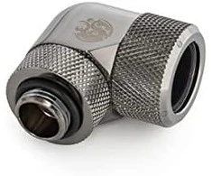 „Bitspower Advanced Multi-Link“ adapteris, 90 laipsnių G1/4 colio vidinis sriegis ir 16 mm išorinio skersmens kietasis vamzdis, pasukamas.