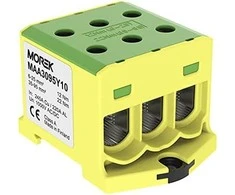 MOREK AL CU srieginio bėgio jungtis 6-95mm2 TS 35 1 takelis 6 gnybtų angos OTL95-3 geltonai žalia MAA3095Y10 89827009