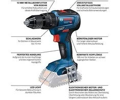 Bosch GSB 18V-55, LB be akumuliatoriaus ir kroviklio