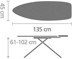 Brabantia gludināmais dēlis D, 1350x450 mm, 35 mm rāmis, oval titan