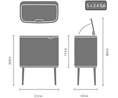 Šiukšlių dėžė Brabantia Bo Touch, 11+23 l, Balta
