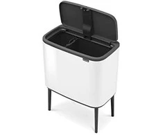 Šiukšlių dėžė Brabantia Bo Touch, 11+23 l, Balta