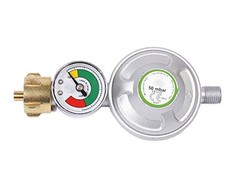 Bradas Dujų reduktorius 37mbar 1.5kg / h su apsauginiu vožtuvu ir manometru žarnai 9-10mm (RG A310I-M)