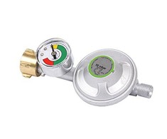 Bradas Dujų reduktorius 37mbar 1.5kg / h su apsauginiu vožtuvu ir manometru žarnai 9-10mm (RG A310I-M)
