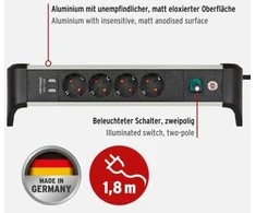 Brennenstuhl 1391040410 Alu-Office-Line 4-fach 1,8m 2x USB sidabrinis/juodas