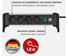 Brennenstuhl 1391040400 Alu-Office-Line 4-fach 1,8m sidabrinis/juodas