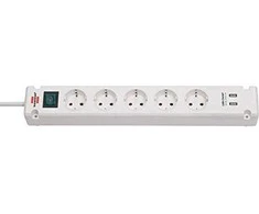 Ilgiklis BRENNENSTUHL Bremounta, 5 lizdų, 2 USB, 3m, baltos sp.