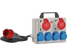 Brennenstuhl Brennenstuhl BKV 2/4 T IP44 PDU maitinimo skirstytuvas 6 x tinklo lizdai Juoda, Mėlyna, Pilka, Raudona
