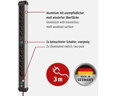 Brennenstuhl Premium-Alu-Line maitinimo juostelė 12 krypčių 3 m H05VV-F 3G1.5