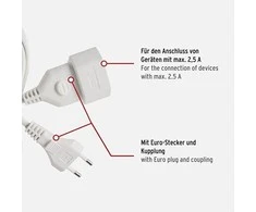 Brennenstuhl ilgiklist, CEE 7/16, IEC 60906-1, max 250V / 2.5A, 3m baltas 1161660 / DEL-118A