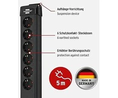 „Brennenstuhl Premium-Line“ viršįtampių apsaugos maitinimo lizdas 6 lizdai 5 m juodas (1951160402)