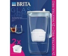Drėkintuvas Brita Glass+ filter jug with 2 MaxtraPro PP cartridges (mėlynas; 2.5 l)