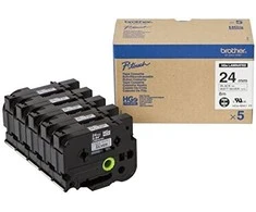 BROTHER HGEM951V5 24MM Juodas ON Matinis Sidabrinis - 5 PACK