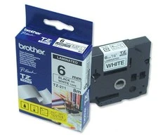 Brother Juodas on Baltas Gloss Laminated Tape - 6mm - TZ - 8 m - 6 mm