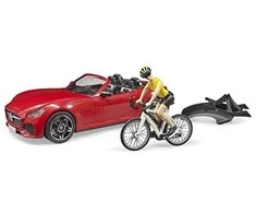 Bruder Ata BRUDER automobilis Roadster ir dviratininkas su kelių dviračiu, 03485