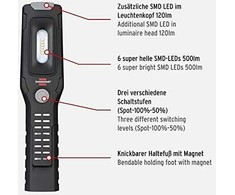 Darbinis šviestuvas Brennenstuhl HL 500 A; LED; 3,7 V; 1x2,5 Ah akum.