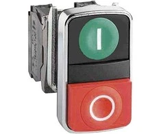 Schneider Electric Dvivietis žalias / raudonas O-- mygtukas be vidinio apšvietimo (ZB4BA7341)